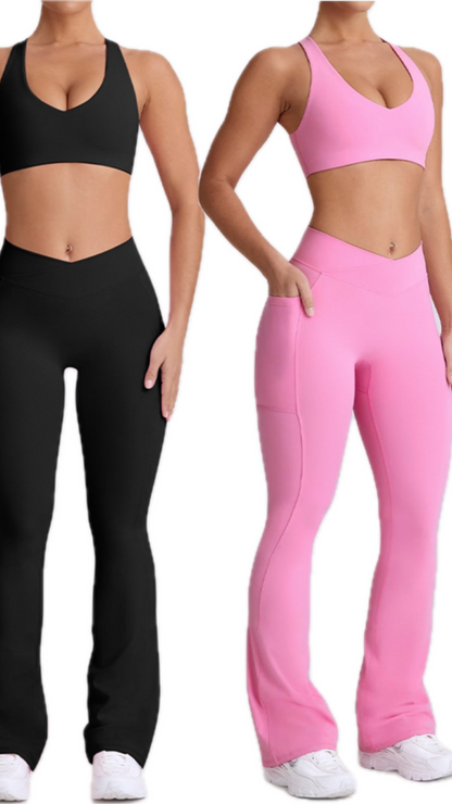 Paula II Leggings Flared | Pocket | Pink