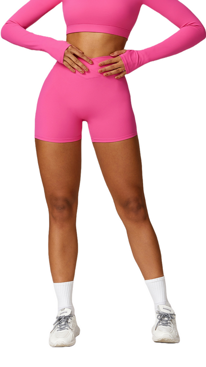 Ariell Sports Bike Shorts | V Shape | Pink